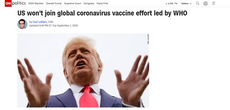 又跟国际社会“对着干”？白宫拒绝参与世卫主导的全球新冠疫苗计划