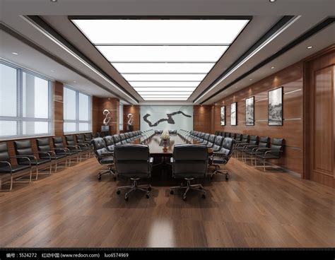 高端工装会议室3D模型图片下载_红动中国