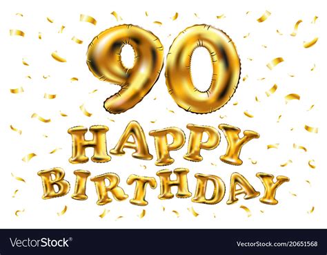 Happy birthday 90th celebration gold balloons and Vector Image