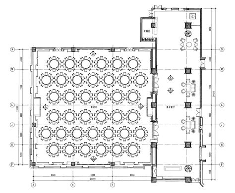 四层宴会厅平面布置图 1:150-五星级酒店设计施工-图片