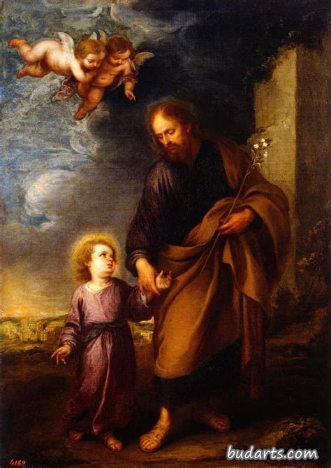 圣约瑟夫带领基督儿童 - 穆立罗 - 画园网