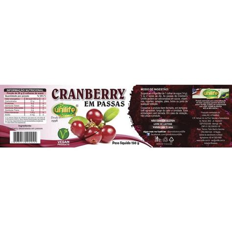 Cranberry Desidratada Fruta em Passas - Unilife - 150g | Submarino