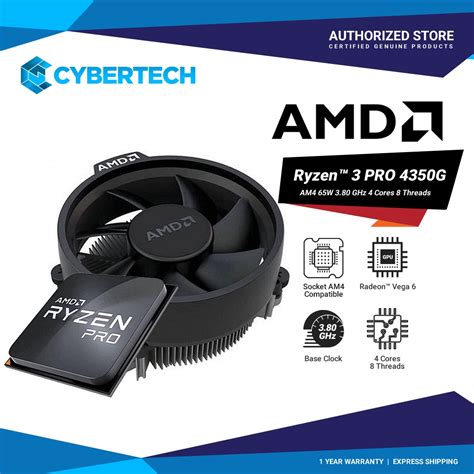 AMD RYZEN 3 PRO 4350G Socket Desktop Processor Am4 3.5ghz with Wraith Stealth Cooler MPK ...