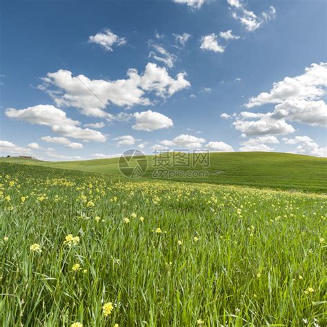 春初意大利的地貌和草原意大利的农业山上田地牧场和农舍高清图片下载-正版图片307009881-摄图网