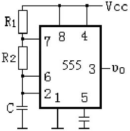 图7-3-14是用555定时器接成的多谐振荡电路，电路参数如图中所示。要求 (1)计算电路的振荡频率。 _学赛搜题易