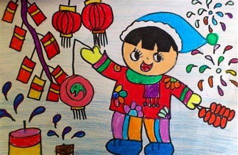 春节儿童画：新年快乐儿童画_春节儿童画