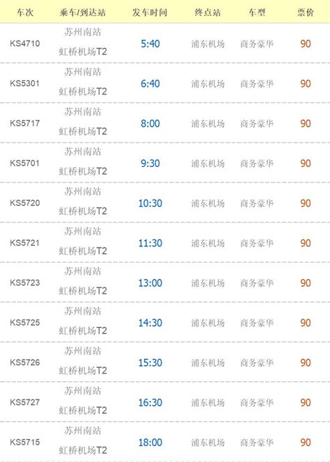2019版苏州到浦东机场大巴时刻表,上海浦东机场大巴到苏州时刻表
