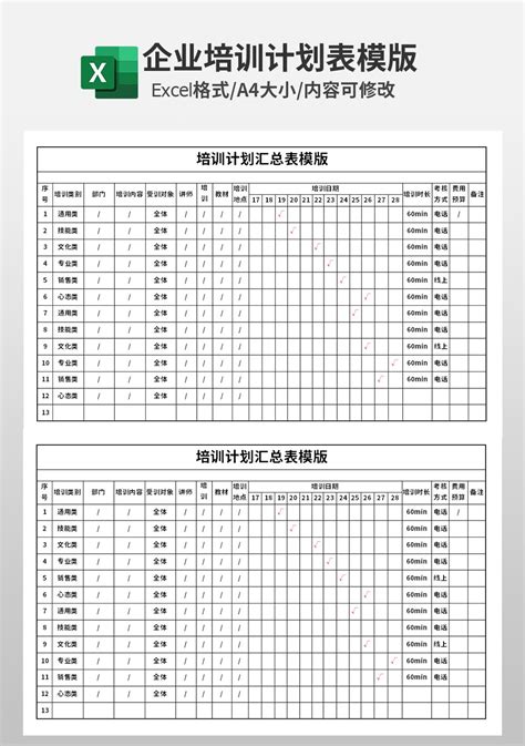 培训计划表Excel模板下载_熊猫办公