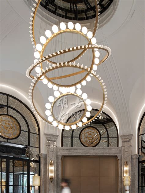 设计师客厅灯2019新款简约现代轻奢创意圆形别墅led大厅玻璃灯具-美间设计
