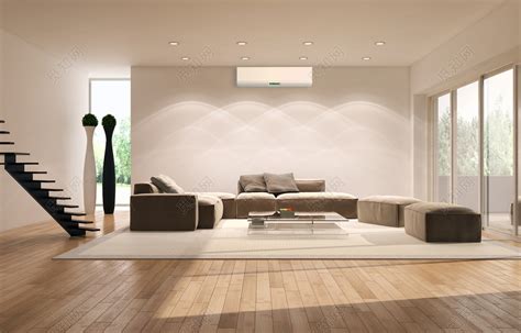 客厅沙发家具与壁挂式空调背景素材免费下载_觅知网