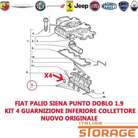 46548450, Fiat Palio Siena Punto Doblo 1.9 Kit 4 Guarnizione Collettore Nuovo Originale 46548450