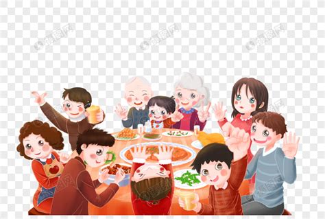 幸福家庭过年吃团圆饭图片素材下载-稿定素材