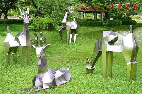 不锈钢几何鹿雕塑户外铁艺抽象金属仿真鹿小鹿动物景观摆件 ...