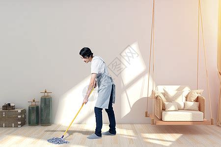 爸爸在新家客厅打扫卫生元素素材下载-正版素材400437274-摄图网