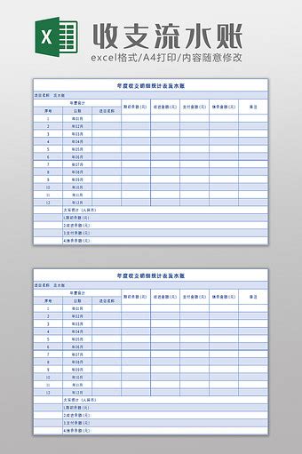 收支流水账Excel模板下载_熊猫办公