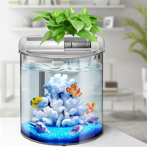 SARYOR 鱼缸圆柱形高清玻璃小鱼缸客厅卧室桌面生态创意金鱼缸造 ...