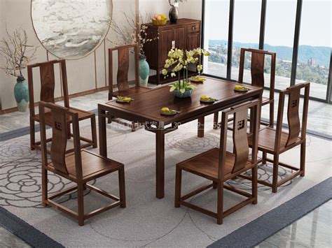 雅沐家具新中式餐厅餐桌椅实木餐桌椅组合套装 新中式餐桌1.5米餐桌 - 逛蠡口