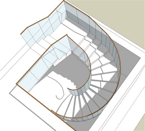 建筑室内旋转楼梯设计SU模型（附CAD平面图）[原创]