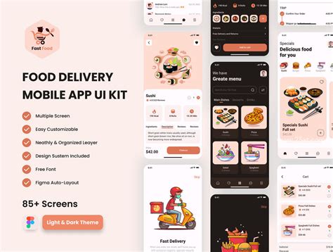 美食外卖送餐平台App UI设计套件模板 - 25学堂