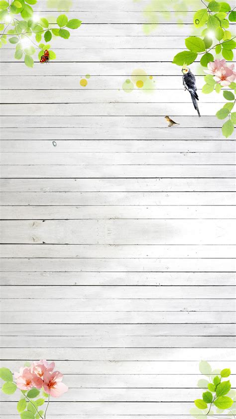 春天简约清新木板纹理树叶h5背景背景图片素材免费下载_熊猫办公