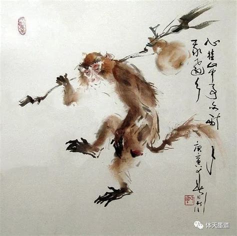 中国画虎名家巩大川先生的兴趣之作—写意猴