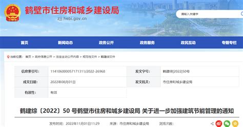 鹤建综〔2022〕50 号鹤壁市住房和城乡建设局关于进一步加强建筑节能管理的通知-中国质量新闻网