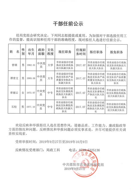 重磅！湖北公布一批干部任前公示 这些干部拟提拔-新闻中心-荆州新闻网