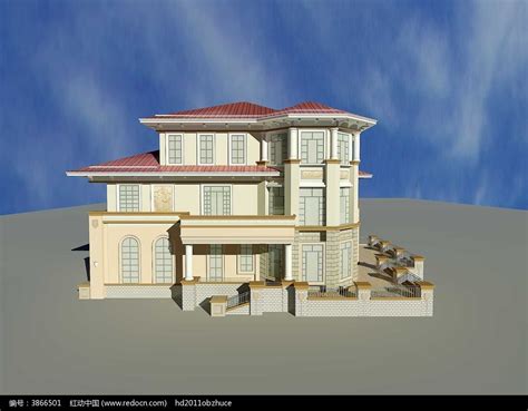 现代中式独栋别墅3dmax 模型下载-光辉城市