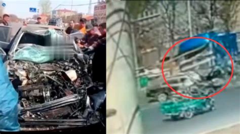 监控画面：河北平乡县一小轿车撞上重型货车 致3死2伤_凤凰网视频_凤凰网