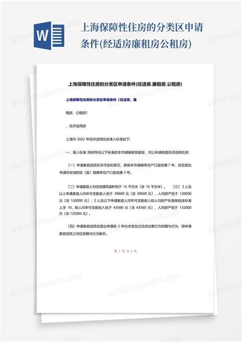 上海申请经济适用房的条件和流程Word模板下载_编号qxvkxyyn_熊猫办公