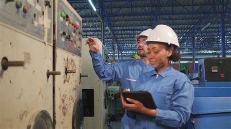 工业工程师团队在制造工厂检查机器控制面板。视频素材_ID:VCG42N1406676408-VCG.COM