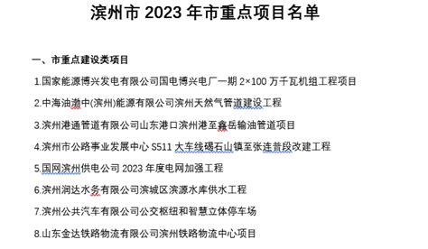 滨州市2023年市重点项目名单-重点项目-专题项目-中国拟在建项目网
