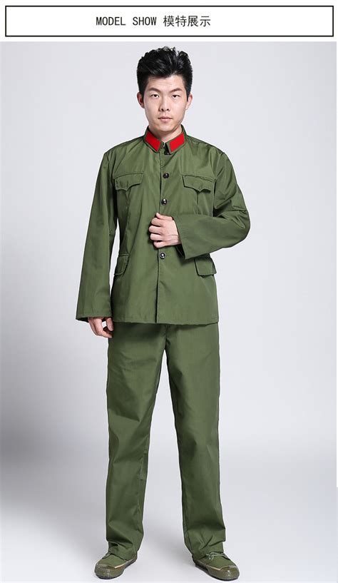 65式军装 老式军绿迷彩服套装 红卫兵五角星演出服 老式军干服-阿里巴巴