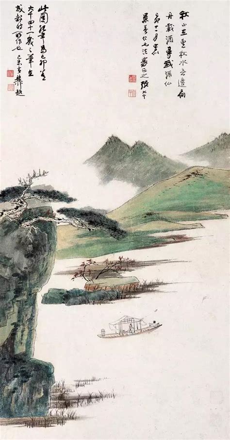 近代 青绿山水图 (2510x4677px 72) - 名画 - 收藏爱好者