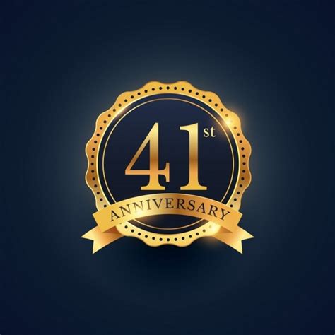 Golden badge for the 41st anniversary Vector | Free Download