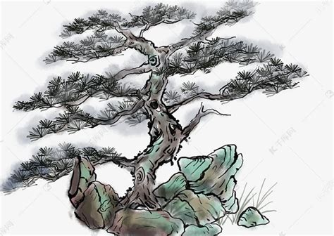 中国风水墨松树素材图片免费下载-千库网