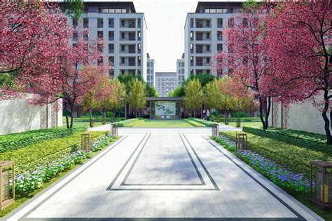 商业街绿化景观建筑模型图片下载_红动中国
