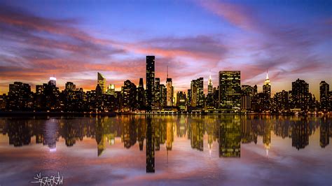 skyline, Sunset, New York City, Bay, City Wallpapers HD / Desktop and ...