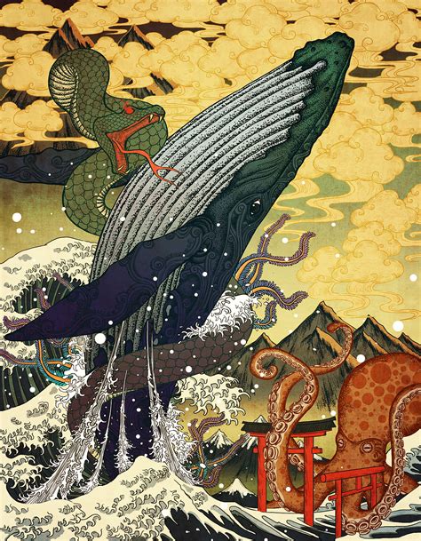 有老铁把日本著名的传统浮世绘作品《神奈川冲浪里》再创作成了《神奈氚冲浪里》，要素过多，绝了绝了|神奈氚冲浪里|神奈川冲浪里_新浪新闻
