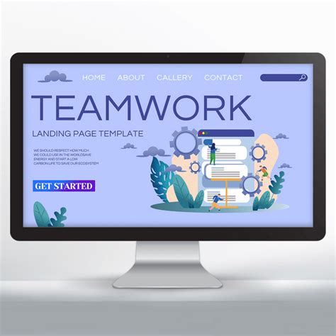 蓝色团队合作网页设计海报模板下载-千库网