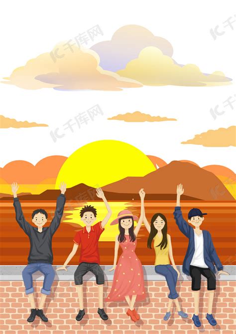 五四青年节插画海报背景图片免费下载-千库网