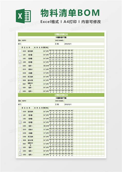 用料清单bom(导入erp)带版图Excel模板下载_熊猫办公