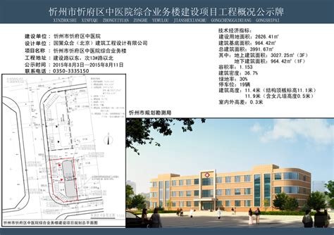 忻州市忻府区中医院综合业务楼建设项目工程概况公示牌