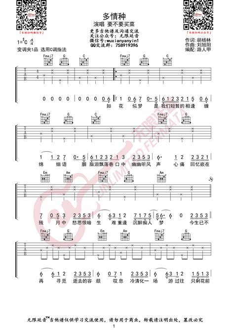 胡杨林 - 多情种 （要不要买菜 无限延音编配） [无限延音编配 弹唱] 吉他谱