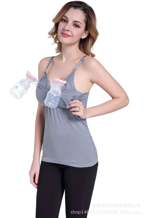 欧美孕妇哺乳文胸月子服无缝一体式吊带背心吸奶器专用免手扶内衣-阿里巴巴