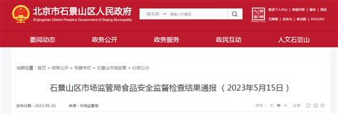 北京市石景山区市场监管局食品安全监督检查结果通报 （2023年5月15日）-中国质量新闻网
