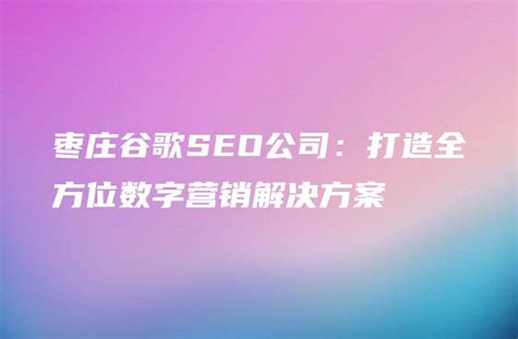 枣庄谷歌SEO公司：打造全方位数字营销解决方案 - DTCStart