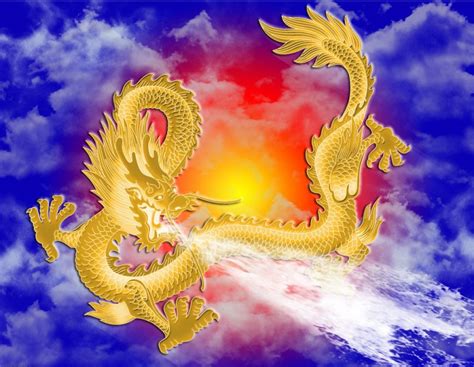 C4D 3D中国龙神龙金龙神话动物带材质纹理贴图动画三维模型