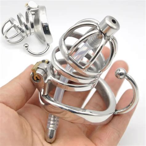 STAINLESS STEEL MALE Chastity Cage Lock Belt Device Restraint 2 Sizes ...