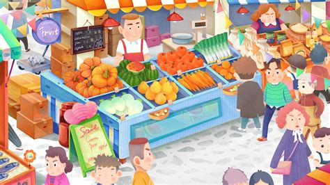菜市场动画场景|插画|儿童插画|15810808425whp - 原创作品 - 站酷 (ZCOOL)